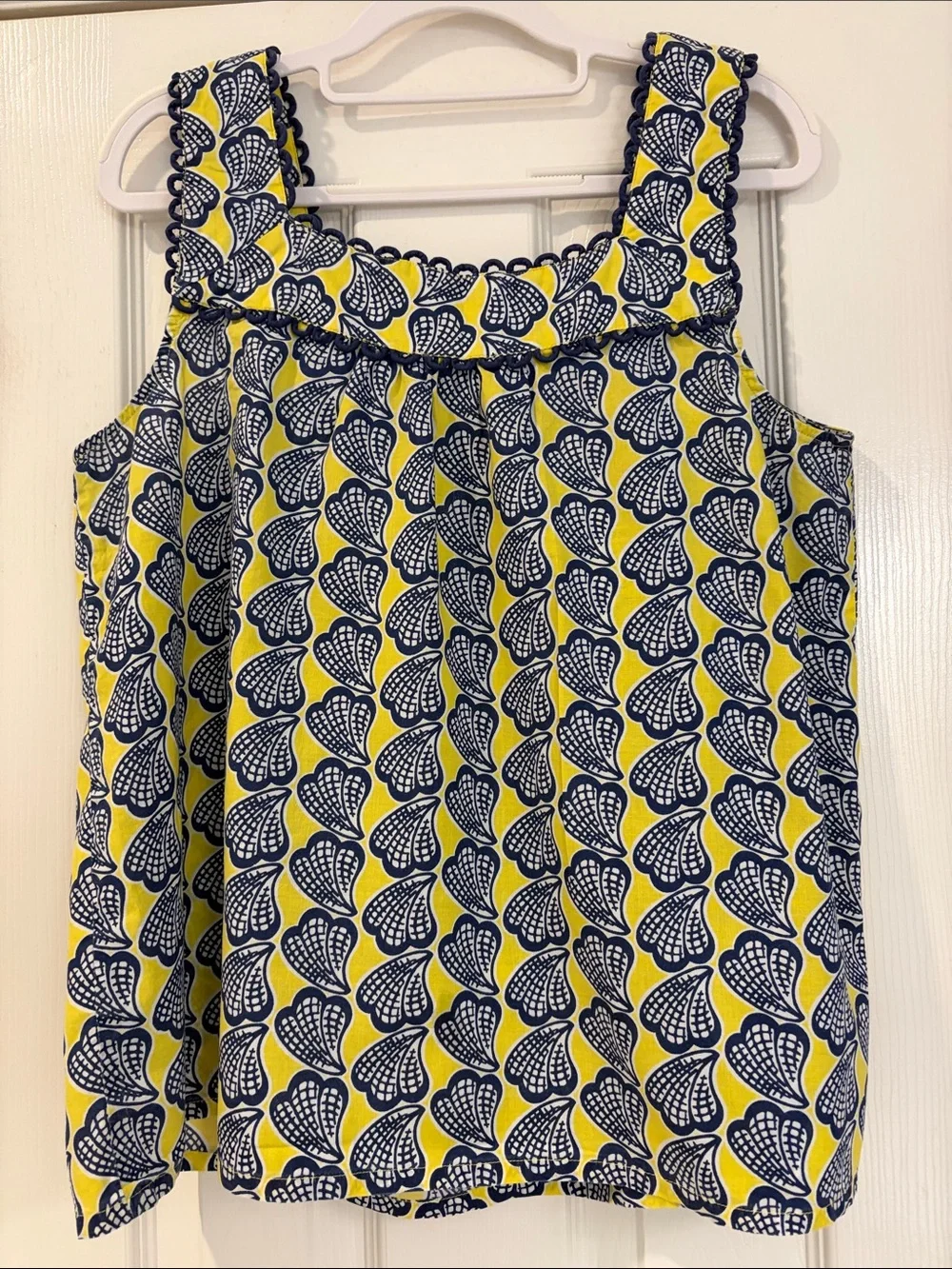Boden Navy and Yellow Scalloped Square-Neck Tank - Picture 2 of 6